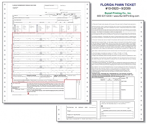 Larger image for Florida Continuous Pawn Ticket 10-0920