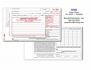 Larger image for Ohio Handwritten Pawn Ticket 10-3510